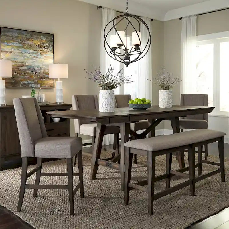 Double Bridge Dark Chestnut Gathering Table Set