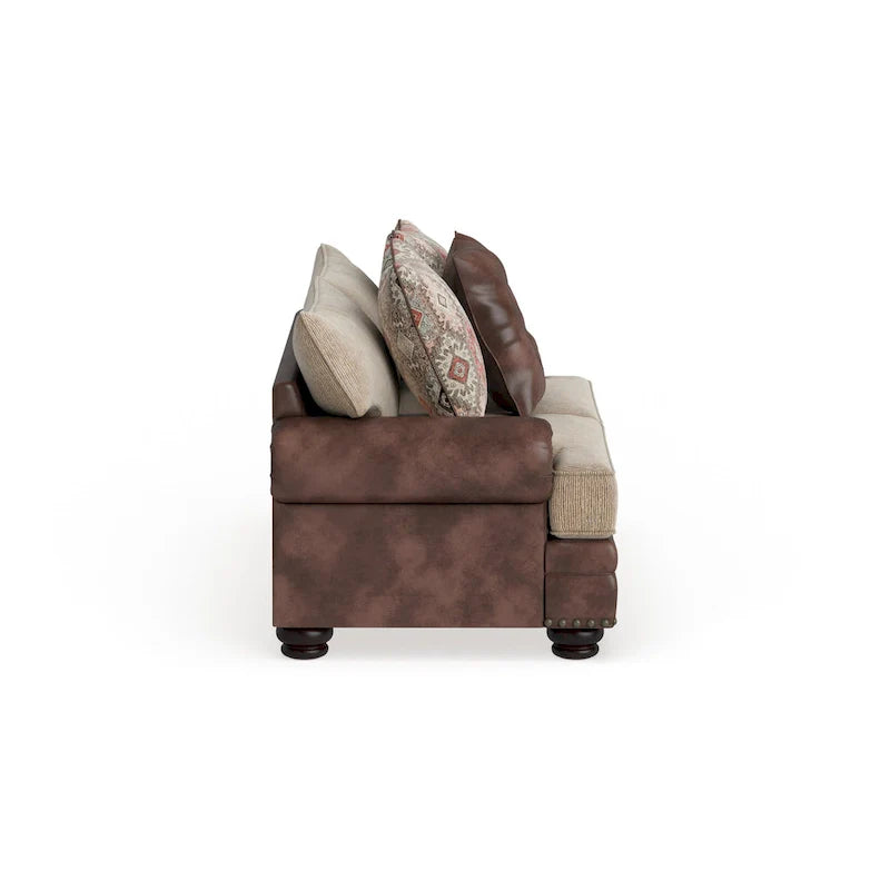Dhirendra Traditional Brown Faux Leather Loveseat by Furniture of America