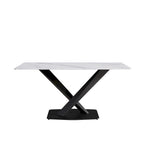 63Modern Dining Table, White Sintered Stone Tabletop Dining Table with Moran Violet Steel Base - N/A