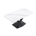 63Modern Dining Table, White Sintered Stone Tabletop Dining Table with Moran Violet Steel Base - N/A