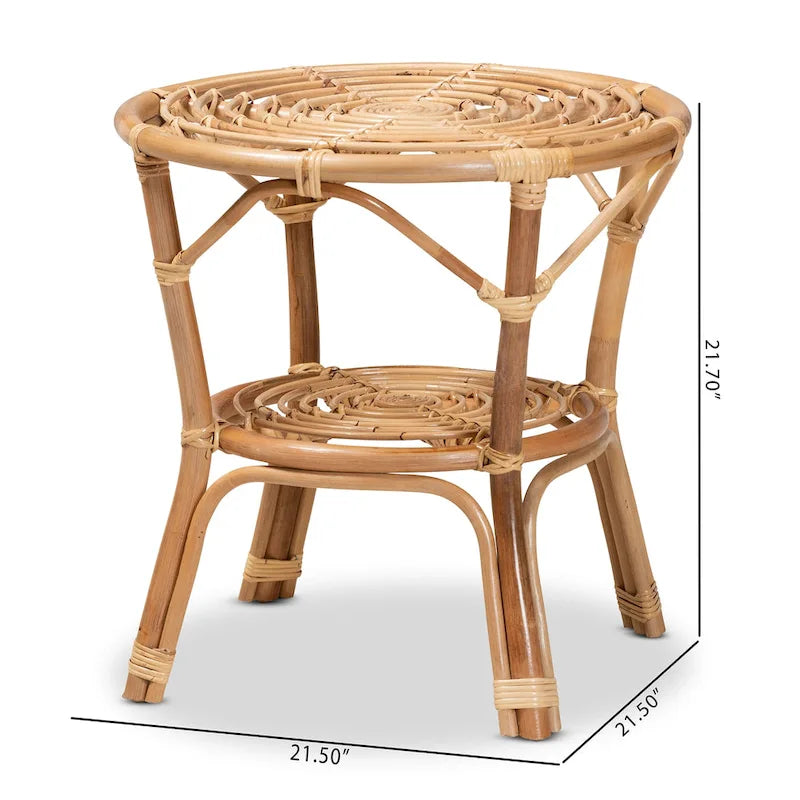 Cariel Modern Bohemian Natural Brown Rattan Coffee Table