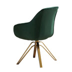 HomeRoots 23 Green Velvet And Gold Swivel Arm Chair - 23