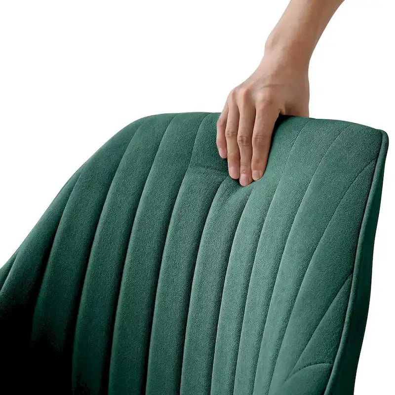 HomeRoots 23 Green Velvet And Gold Swivel Arm Chair - 23