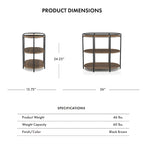 Moore Industrial Brown 26-inch Steel 3-Tiered Side Table with USB Ports and Outlets by Furniture of America