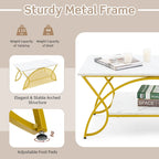 2 Tier Coffee Table Modern Faux Marble Accent Table Cocktail End Table