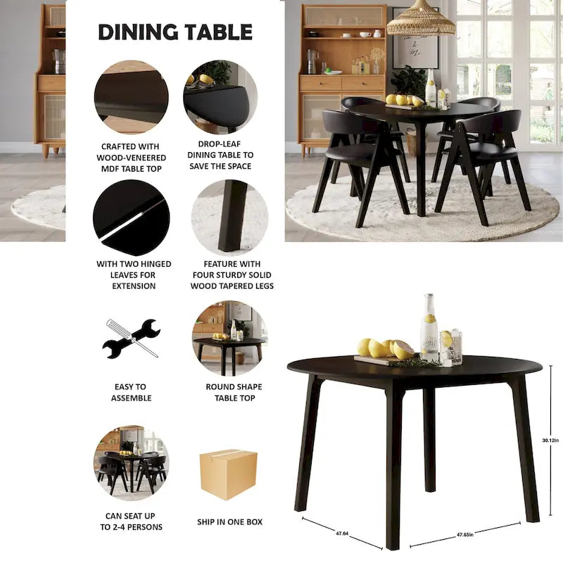 CraftPorch Transitional Drop-Leaf Dining Table