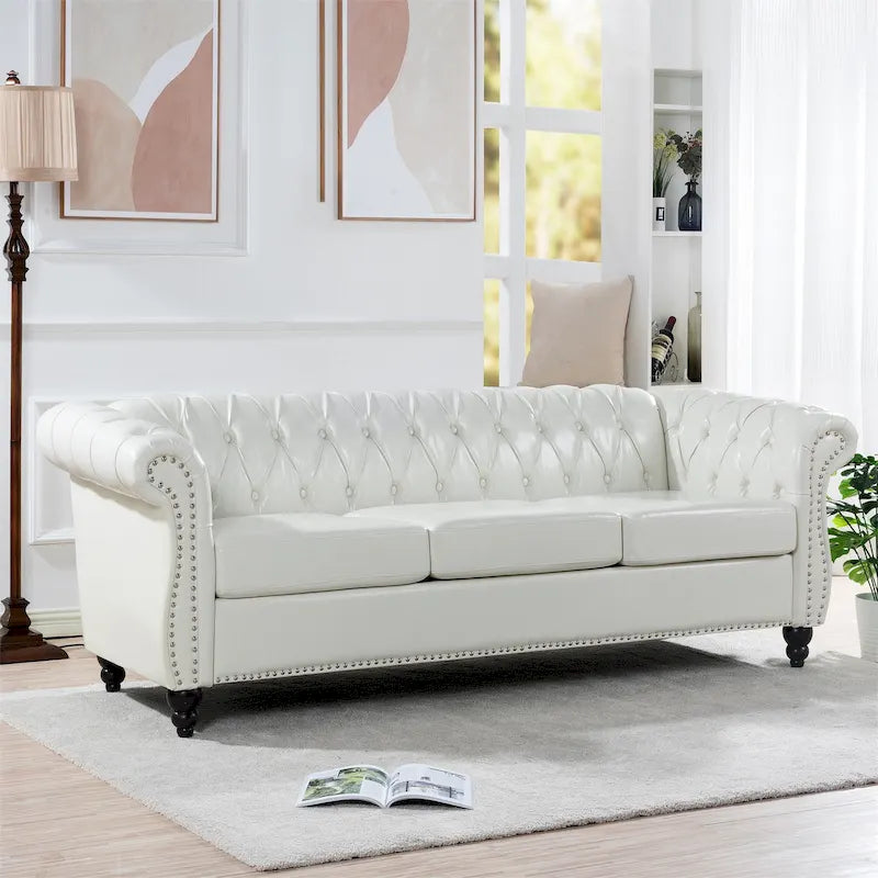 84 Chesterfield Rolled Arm 3 Seater Sofa