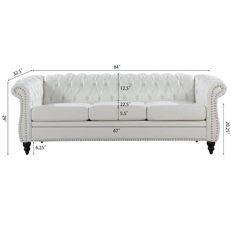 84 Chesterfield Rolled Arm 3 Seater Sofa