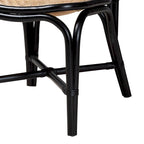 Ayana Mid-Century Modern Two-Tone Black and Natural Brown Rattan Dining Chair