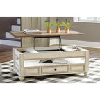Realyn White/Brown Traditional Lift Top Cocktail Table