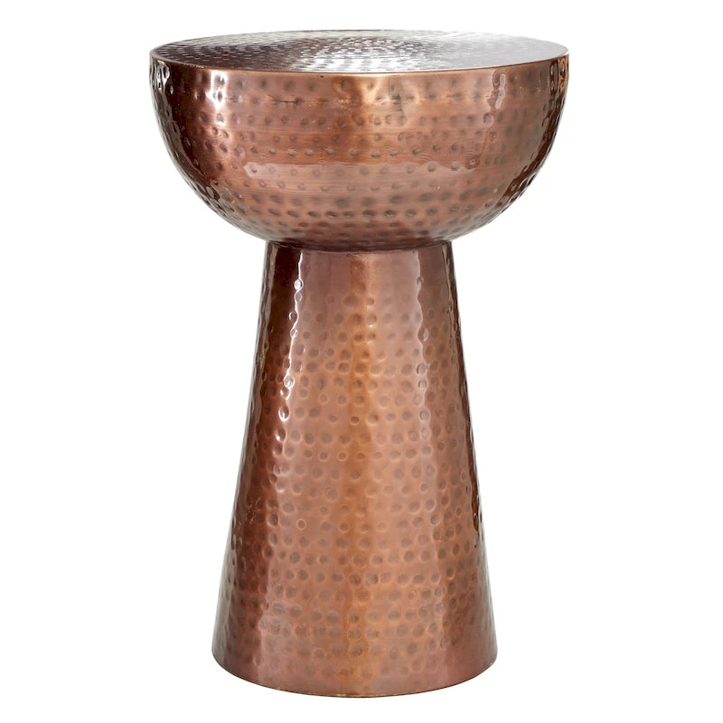 Metal Handmade Accent Table with Hammered Design - Bronze or Copper - Roche River Decor