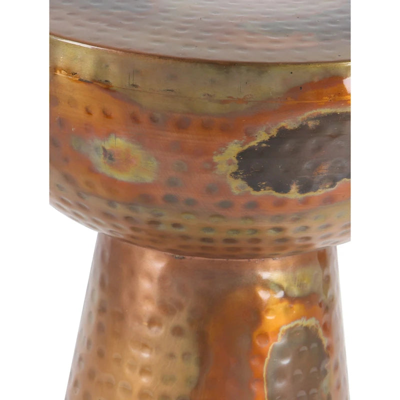 Metal Handmade Accent Table with Hammered Design - Bronze or Copper - Roche River Decor