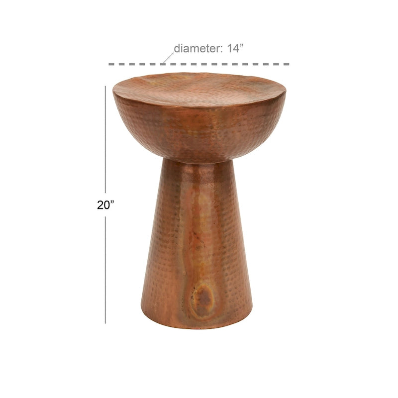 Metal Handmade Accent Table with Hammered Design - Bronze or Copper - Roche River Decor