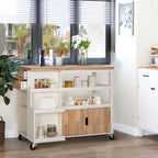 Portable Kitchen Cart Wood Top Kitchen Trolley with Drawers