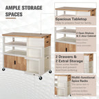 Portable Kitchen Cart Wood Top Kitchen Trolley with Drawers