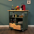 Portable Kitchen Cart Wood Top Kitchen Trolley with Drawers