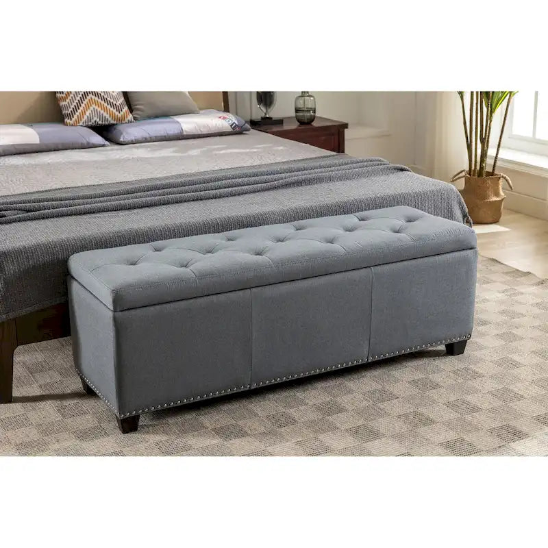 Porthos Home Hekla Fabric Upholstered Flip Top Storage Ottoman Bench