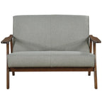 CraftPorch Wenge Wood Mid-Century Modern Linen Loveseat