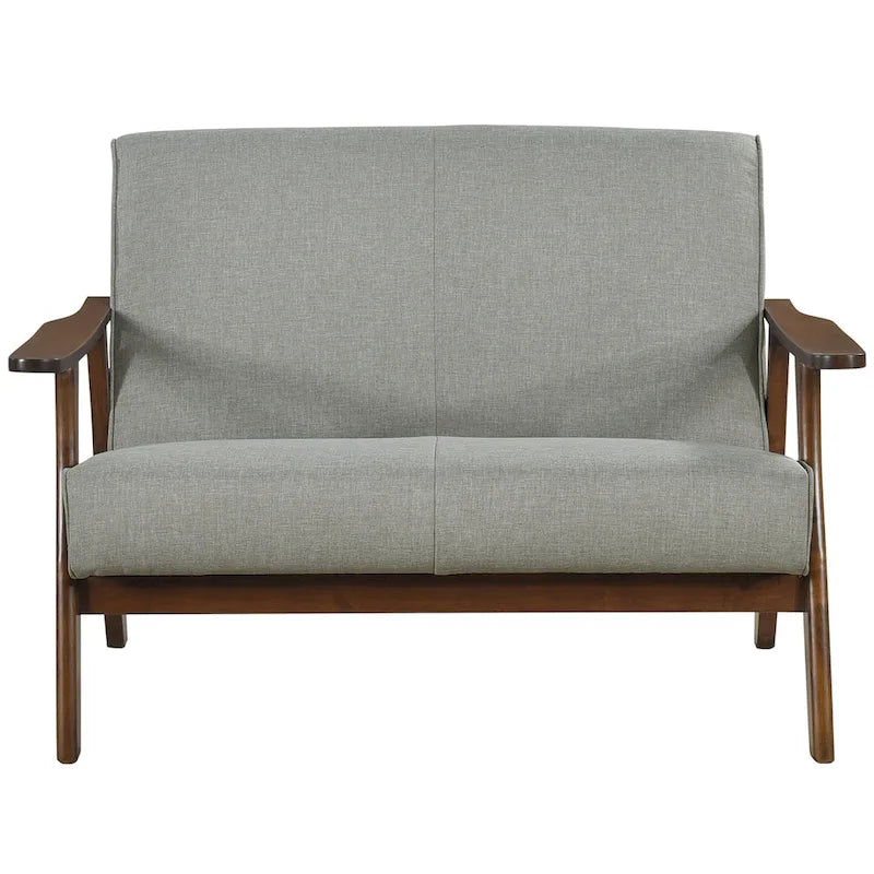 CraftPorch Wenge Wood Mid-Century Modern Linen Loveseat