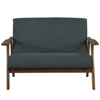 CraftPorch Wenge Wood Mid-Century Modern Linen Loveseat