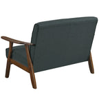 CraftPorch Wenge Wood Mid-Century Modern Linen Loveseat