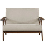 CraftPorch Wenge Wood Mid-Century Modern Linen Loveseat