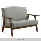 CraftPorch Wenge Wood Mid-Century Modern Linen Loveseat