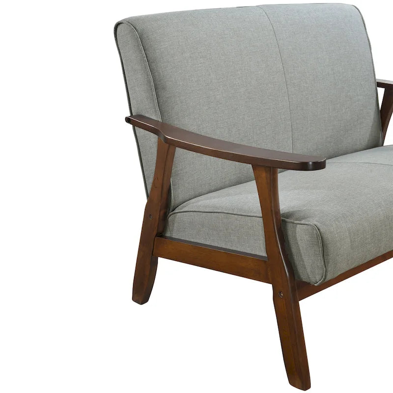 CraftPorch Wenge Wood Mid-Century Modern Linen Loveseat