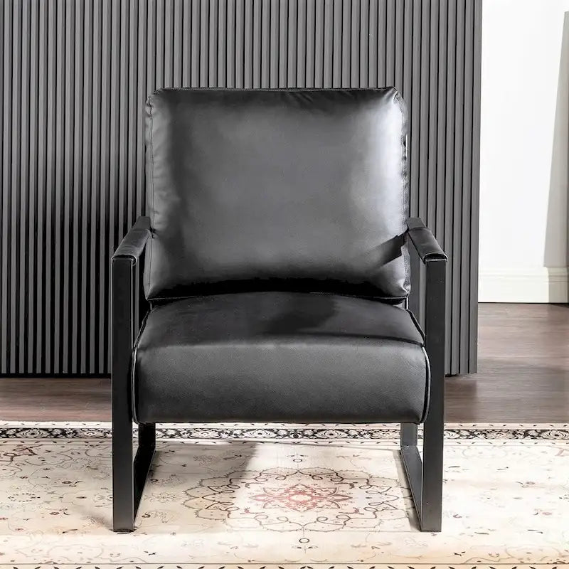 US Pride Furniture Hosam 25.4 PU/Microfiber Upholstery Metal Arms Chair