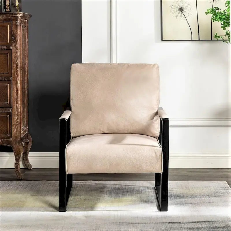 US Pride Furniture Hosam 25.4 PU/Microfiber Upholstery Metal Arms Chair
