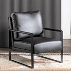 US Pride Furniture Hosam 25.4 PU/Microfiber Upholstery Metal Arms Chair