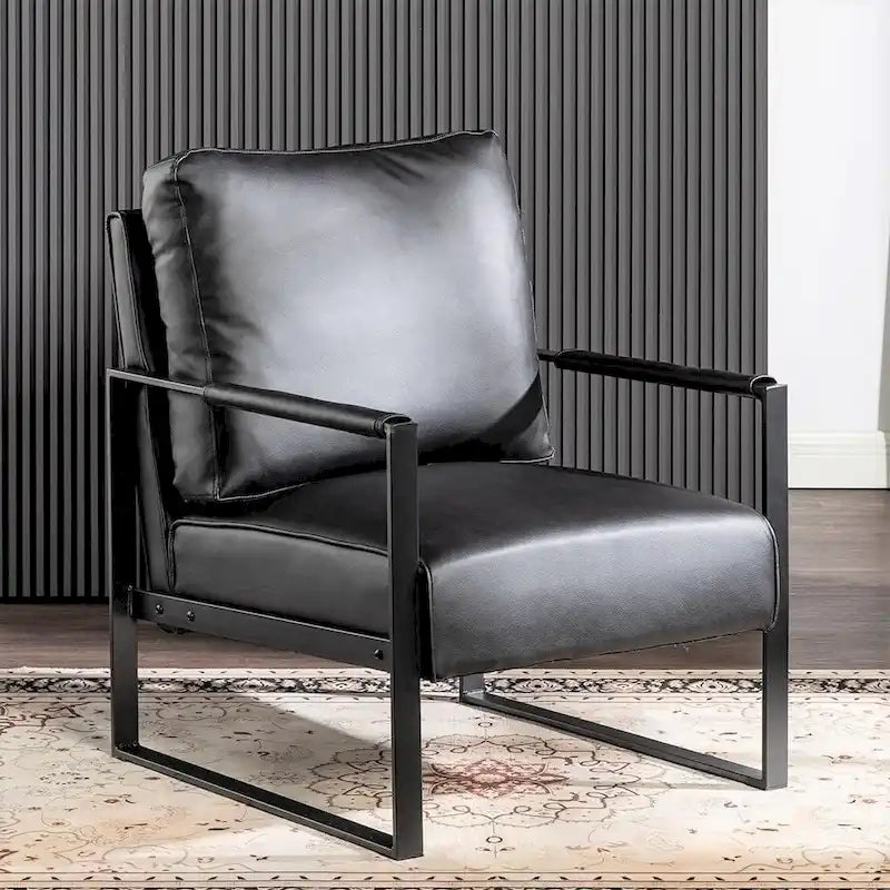 US Pride Furniture Hosam 25.4 PU/Microfiber Upholstery Metal Arms Chair