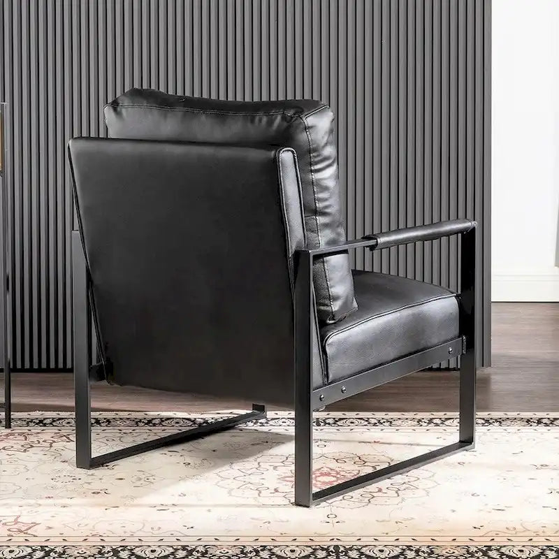 US Pride Furniture Hosam 25.4 PU/Microfiber Upholstery Metal Arms Chair