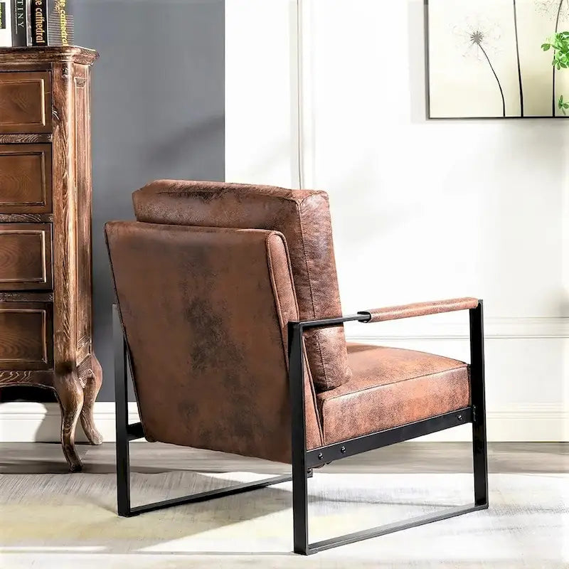 US Pride Furniture Hosam 25.4 PU/Microfiber Upholstery Metal Arms Chair