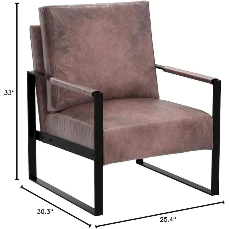 US Pride Furniture Hosam 25.4 PU/Microfiber Upholstery Metal Arms Chair