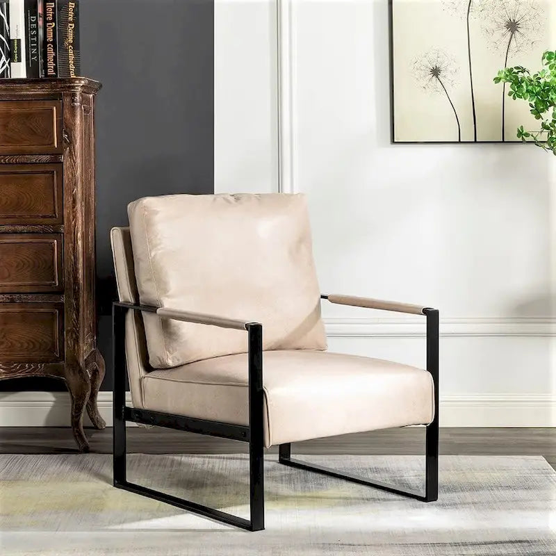 US Pride Furniture Hosam 25.4 PU/Microfiber Upholstery Metal Arms Chair