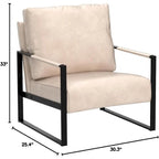 US Pride Furniture Hosam 25.4 PU/Microfiber Upholstery Metal Arms Chair