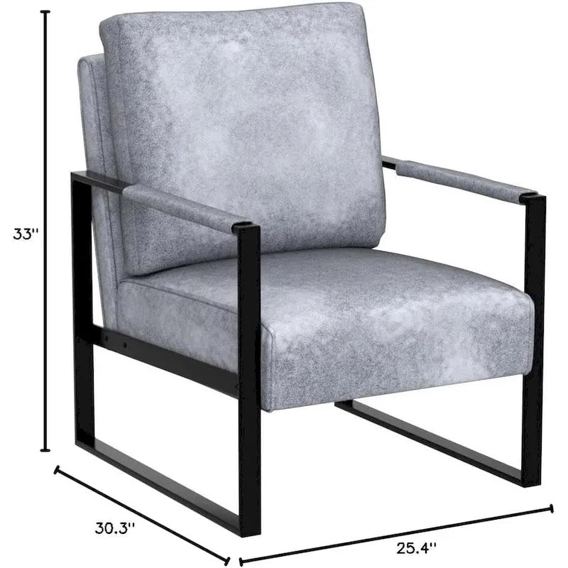 US Pride Furniture Hosam 25.4 PU/Microfiber Upholstery Metal Arms Chair
