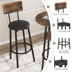 3 Pcs Dining Set, 2-Tier Round Bistro Bar Table & Upholstered Chair