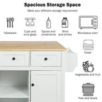 Kitchen Island on 5 Wheels with Storage Cabinet and 3 Drawers