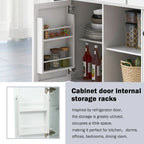 Kitchen Island on 5 Wheels with Storage Cabinet and 3 Drawers