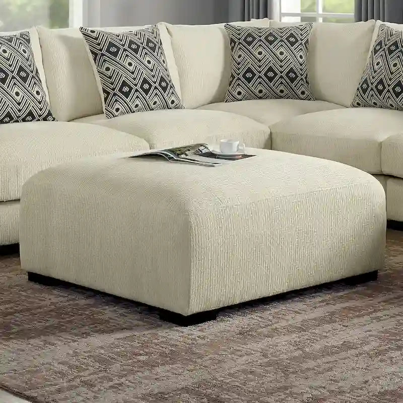 Kintra Contemporary Chenille Padded Cocktail Ottoman by Furniture of America