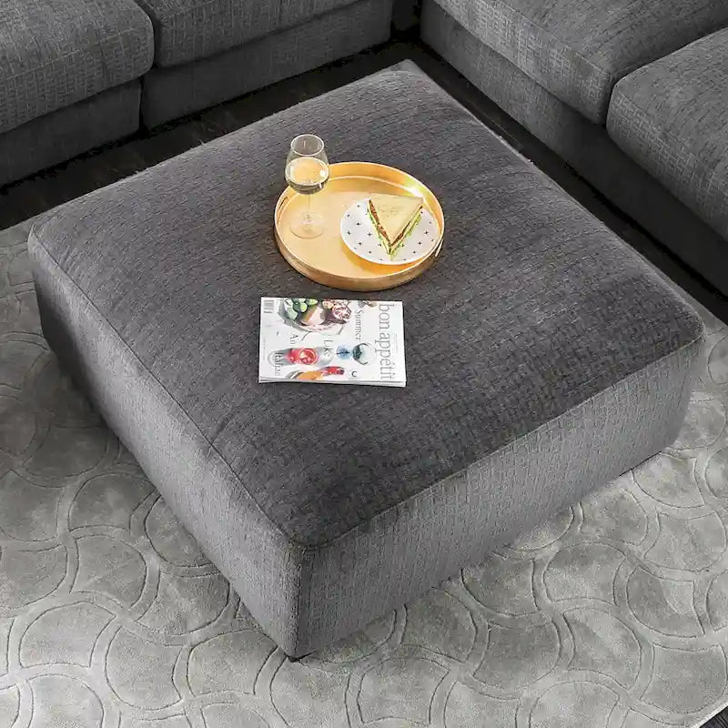 Kintra Contemporary Chenille Padded Cocktail Ottoman by Furniture of America