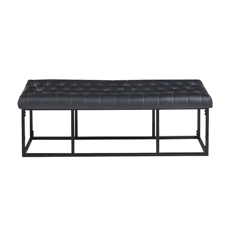 Porthos Home Ellie Faux Leather Accent Bench with Metal Frame Base