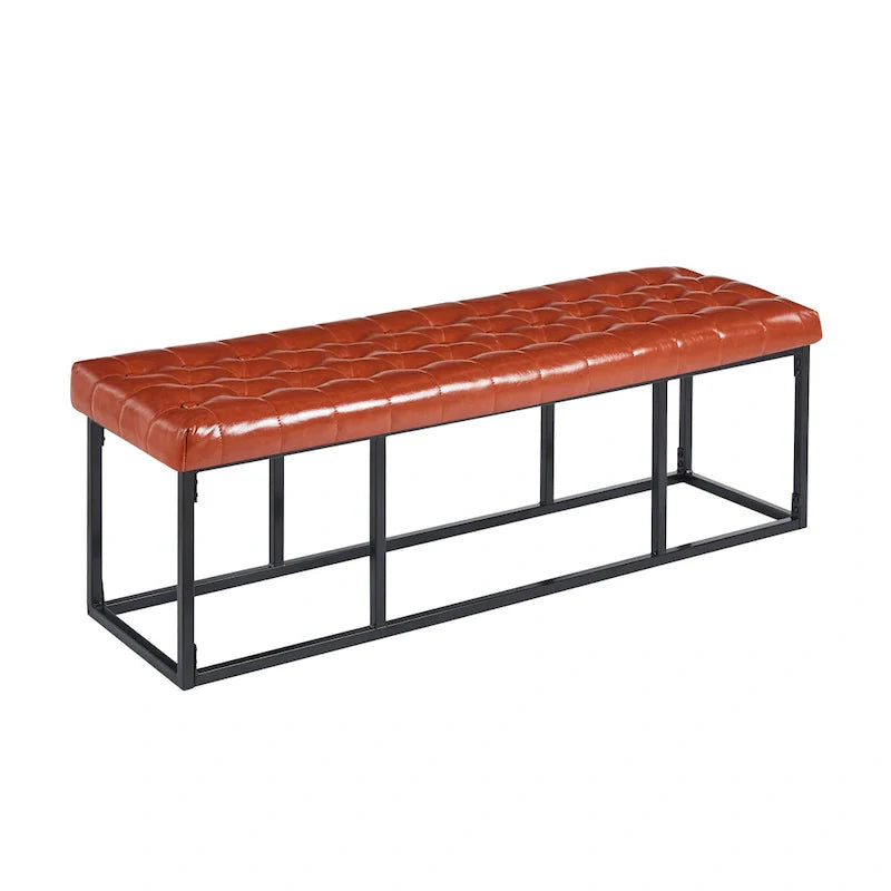 Porthos Home Ellie Faux Leather Accent Bench with Metal Frame Base