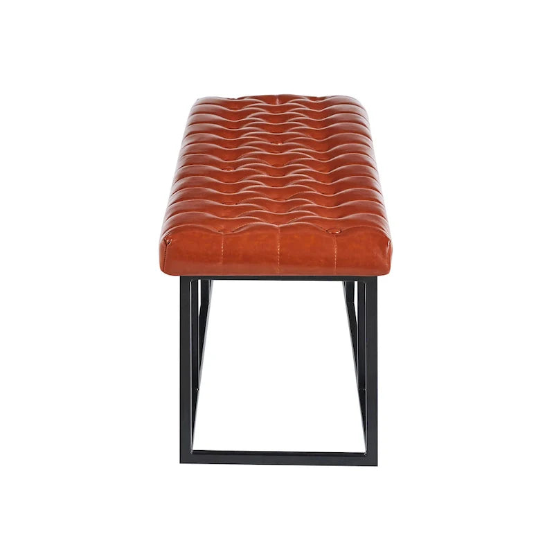 Porthos Home Ellie Faux Leather Accent Bench with Metal Frame Base