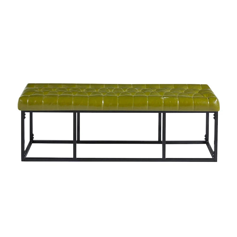 Porthos Home Ellie Faux Leather Accent Bench with Metal Frame Base