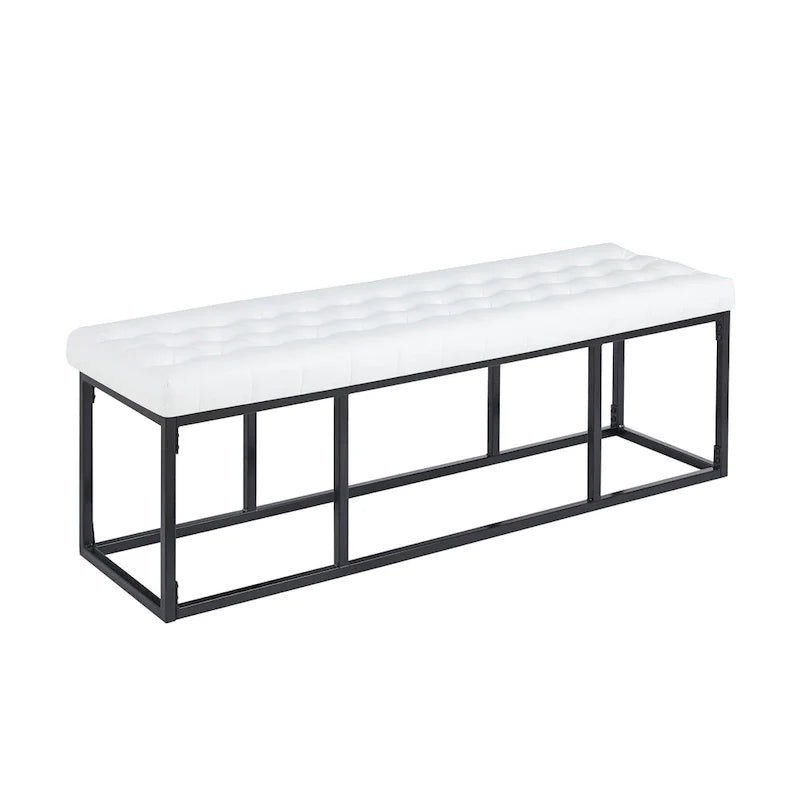 Porthos Home Ellie Faux Leather Accent Bench with Metal Frame Base