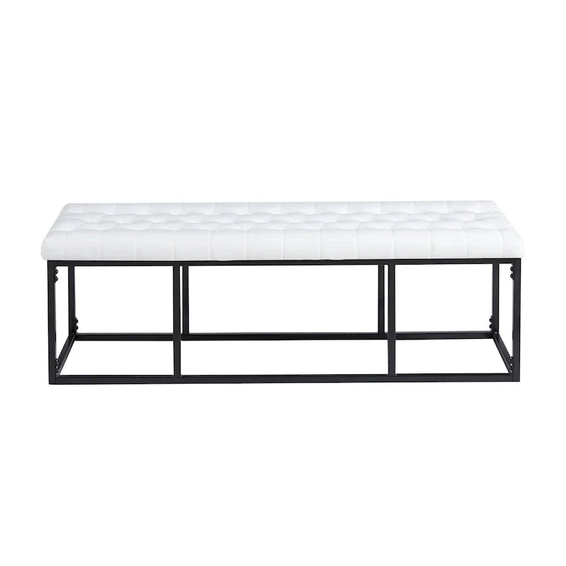 Porthos Home Ellie Faux Leather Accent Bench with Metal Frame Base