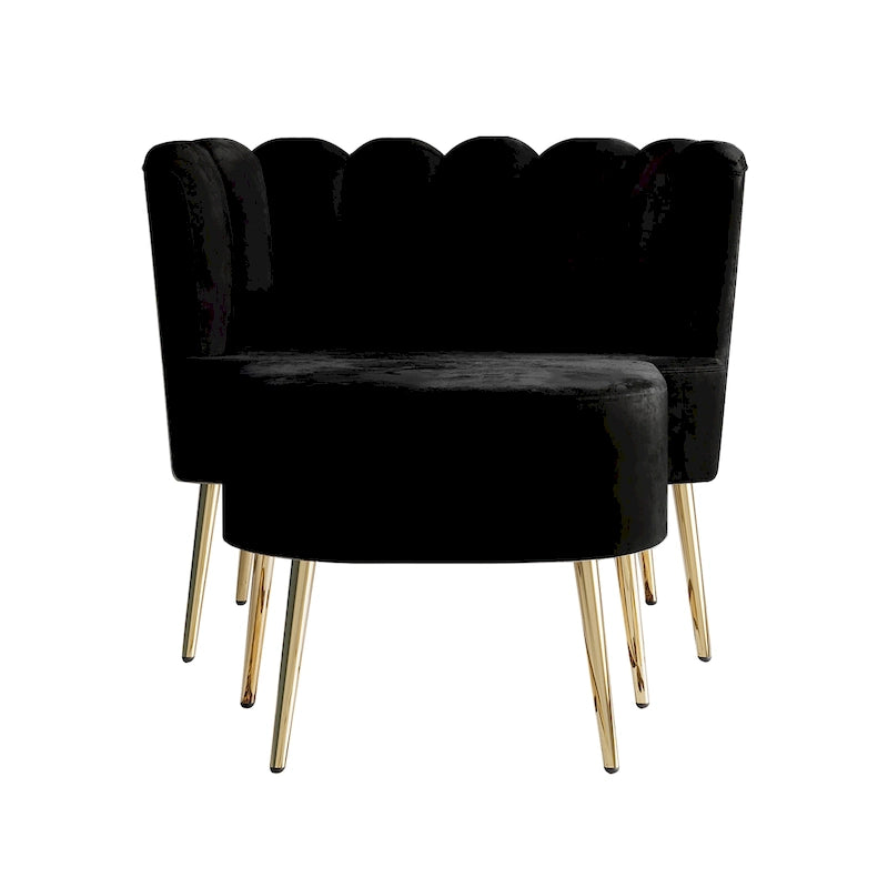 CraftPorch Luxurious Velvet Upholstered Accent Chair with Stool